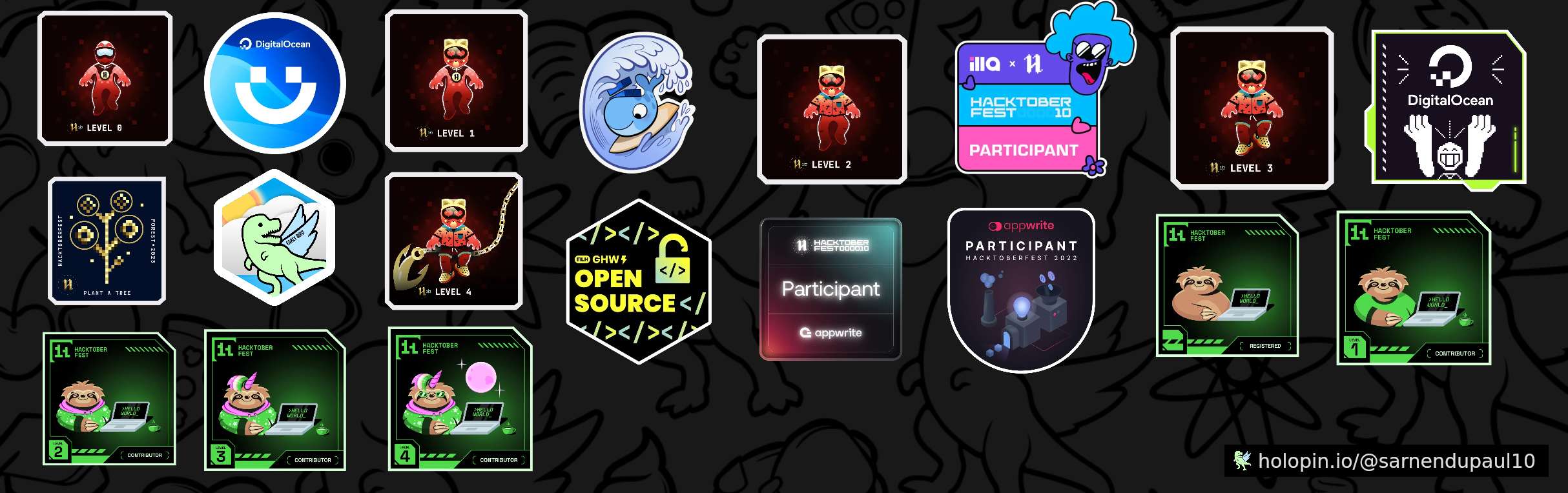 An image of @sarnendupaul10's Holopin badges, which is a link to view their full Holopin profile