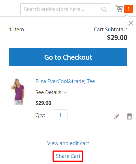 Magento 2 Share Cart module