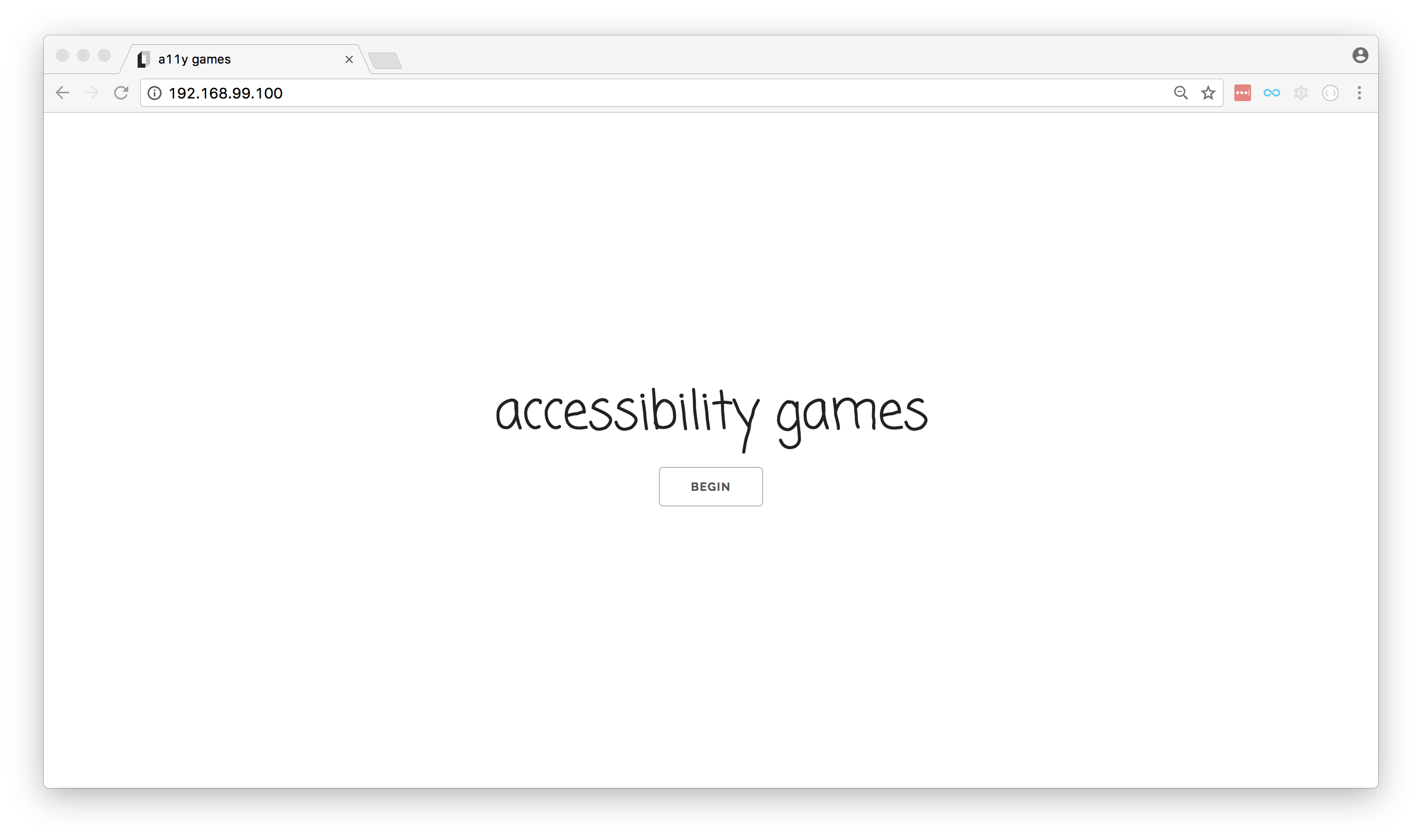 screenshot of accessibility games landing page