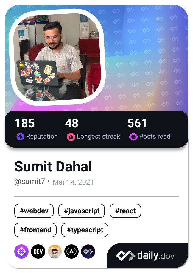 Sumit Dahal's Dev Card