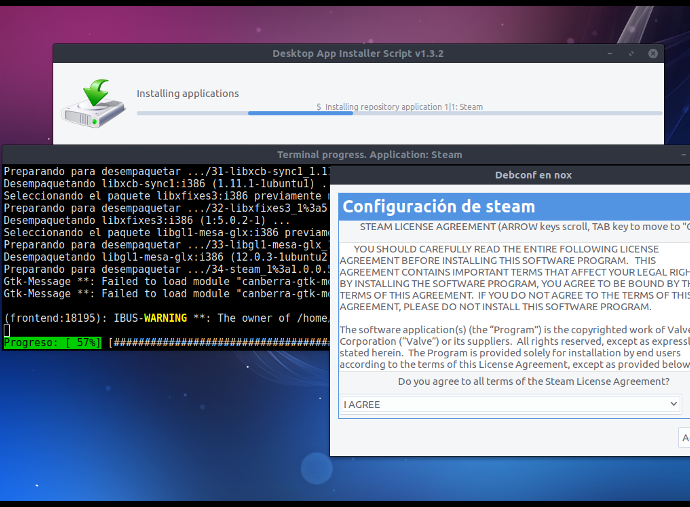 Screenshot installing an application on desktop mode