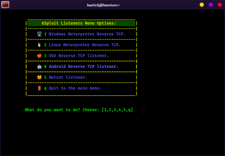 KSploit Listeners Menu