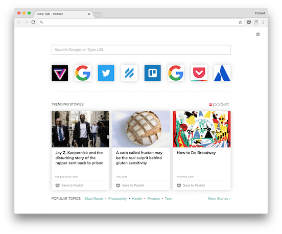 Pocket New Tab Extension