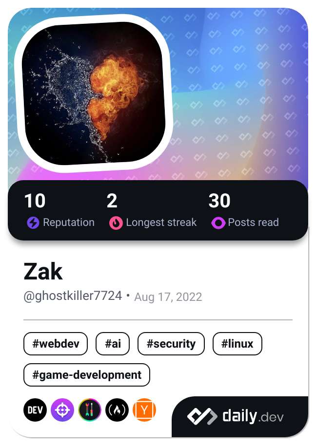 Zak's Dev Card