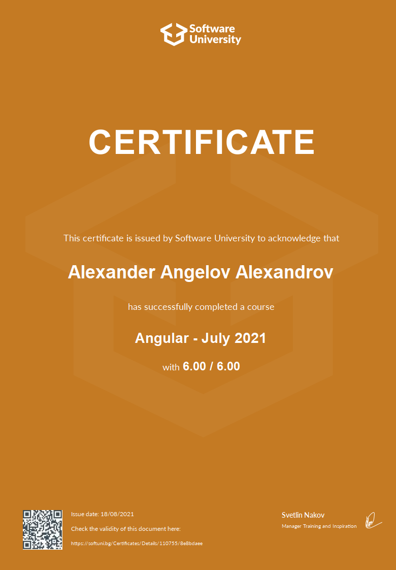 Angular Certificate