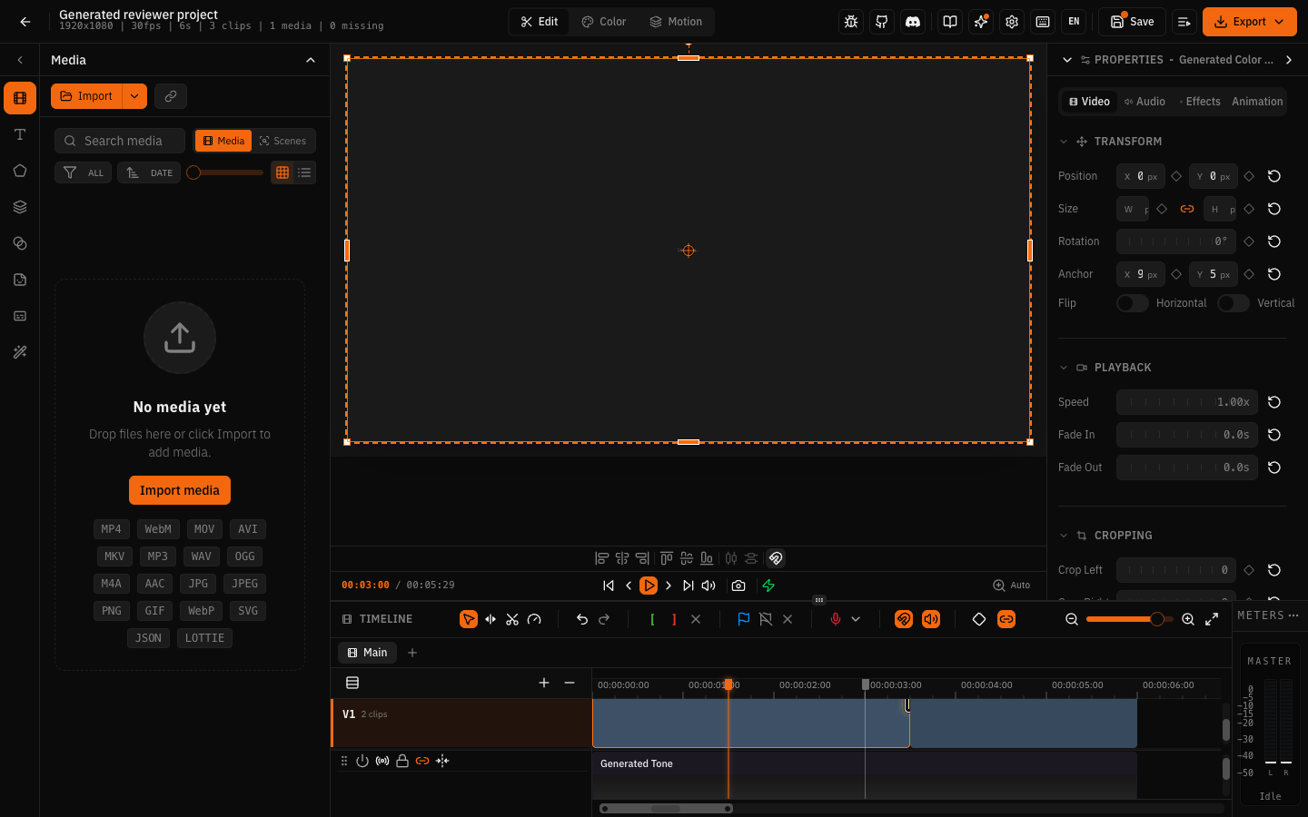 1440 desktop editor geometry with inline panels and meters