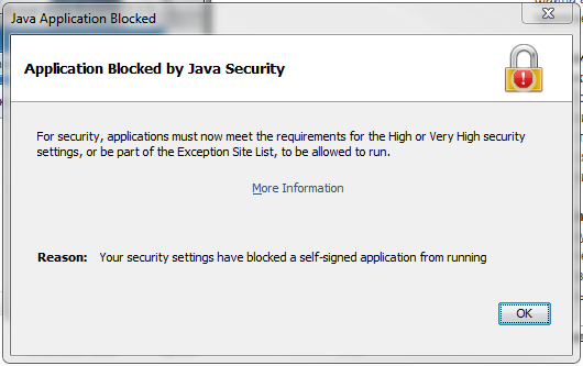 Application Blocked by Java Security