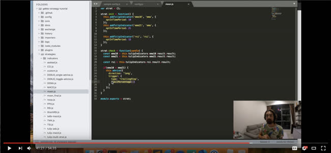 youtube video on how to create gekko strategies