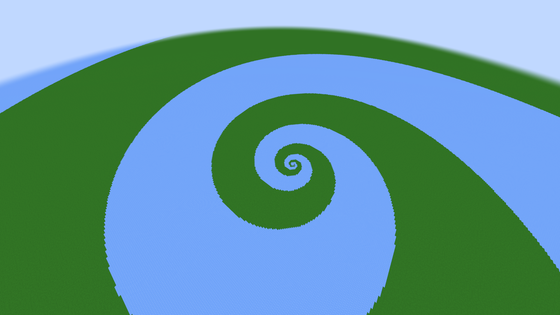 A blue-green spiral generated using the mod