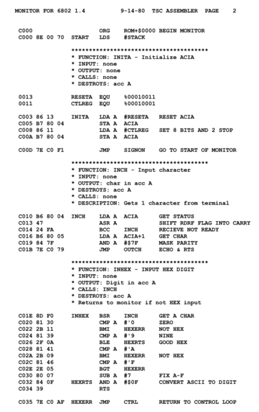 Sample assembly language source code