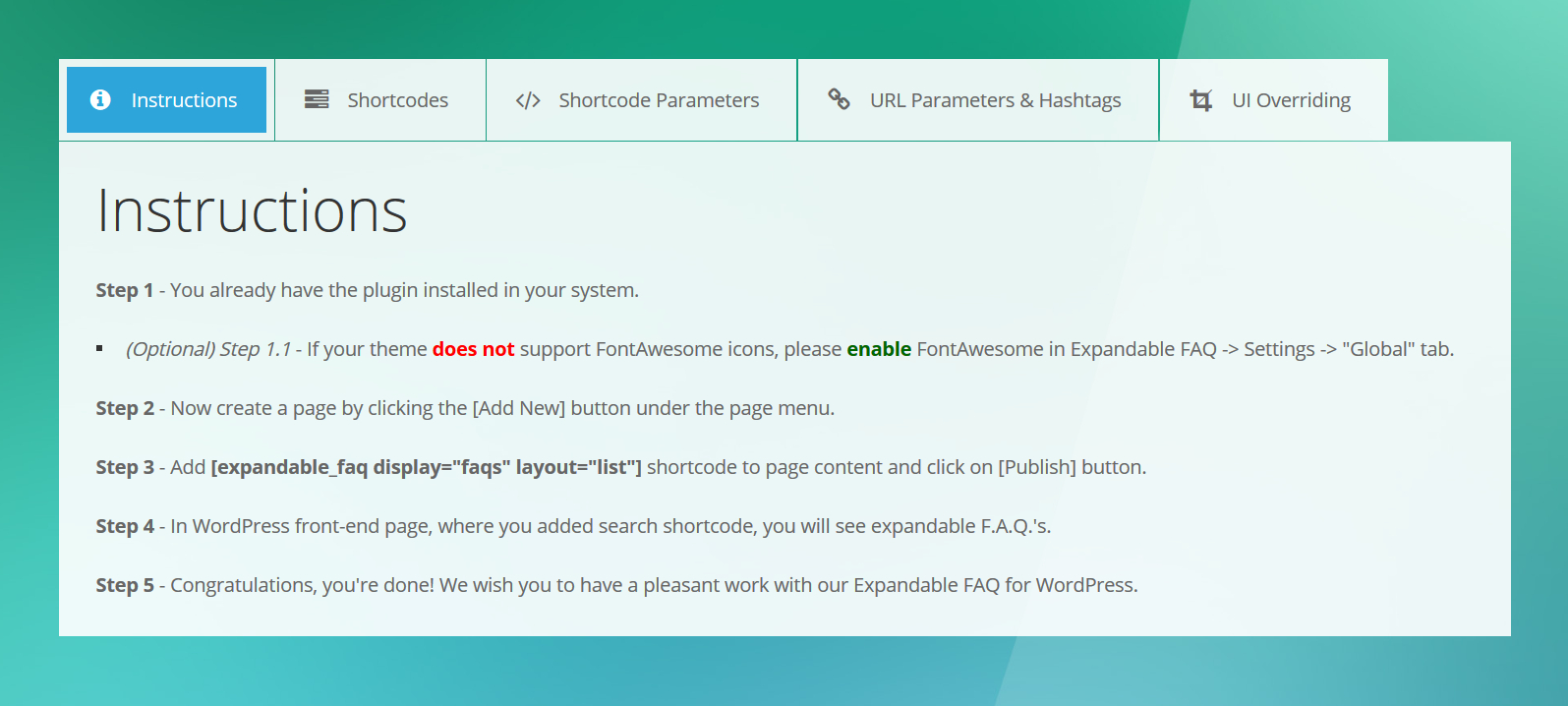 7. Expandable FAQ - Admin User Manual