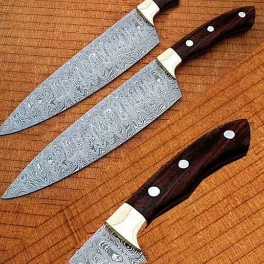 damascus-chef-knife-rose-wood-handle-with-rain-drop-pattern-1