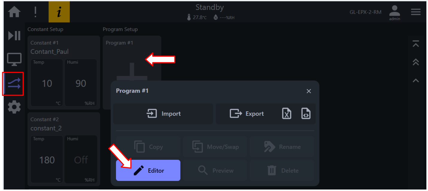 Open program editor