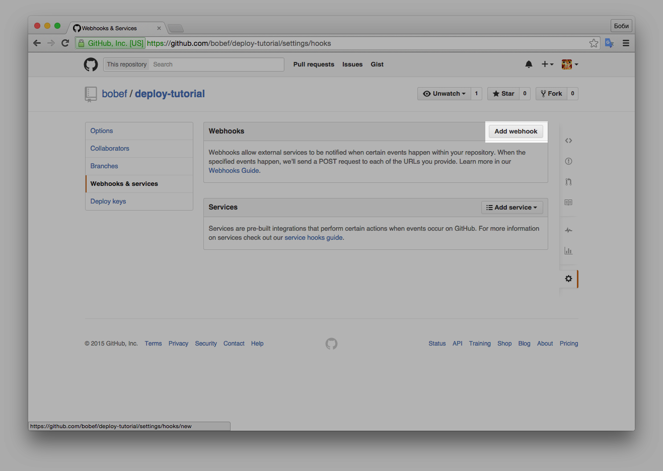 Add GitHub webhook
