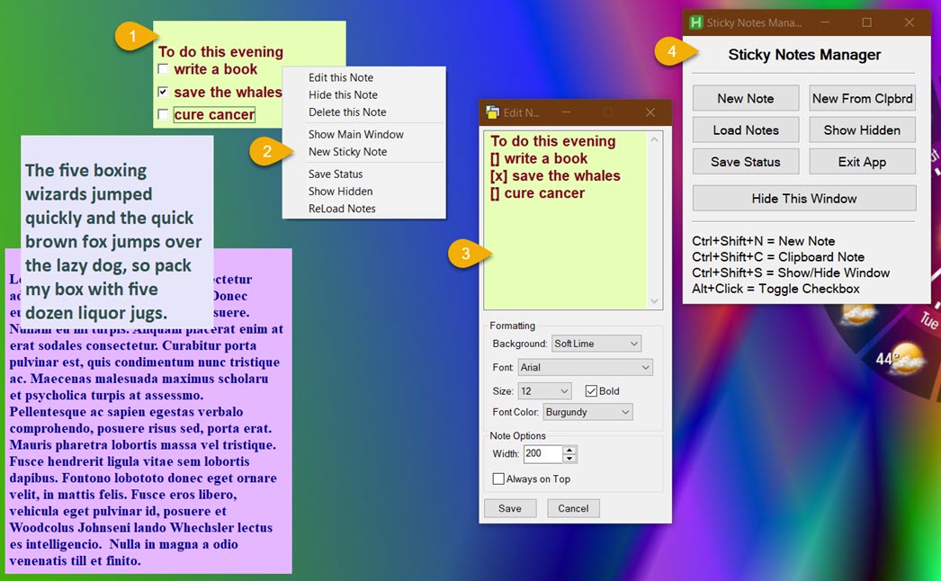 Screenshot of Sticky Notes tool