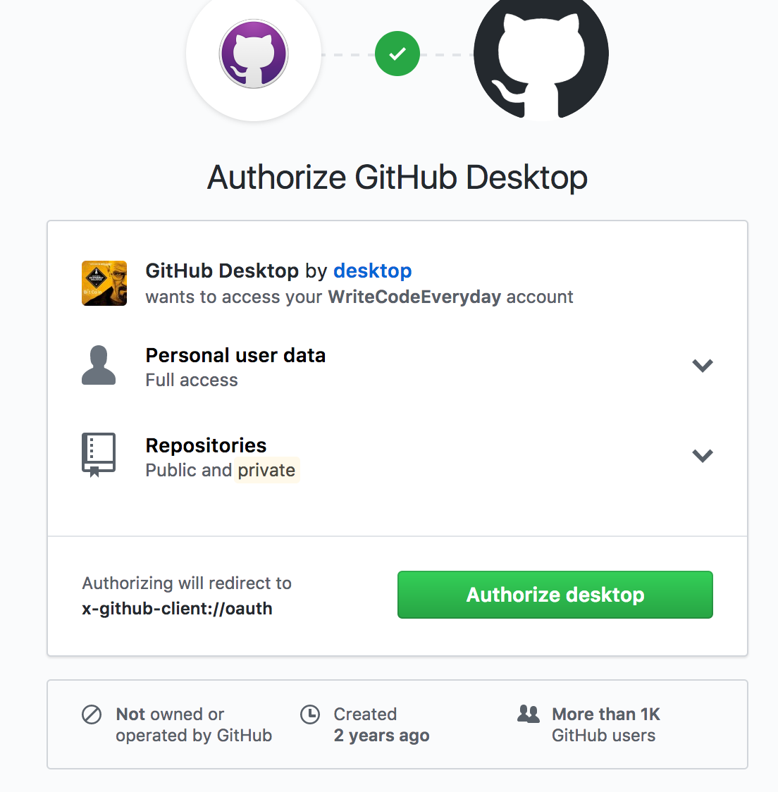 Click 'Authorize Desktop'