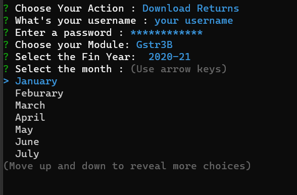 Select Month using arrow keys