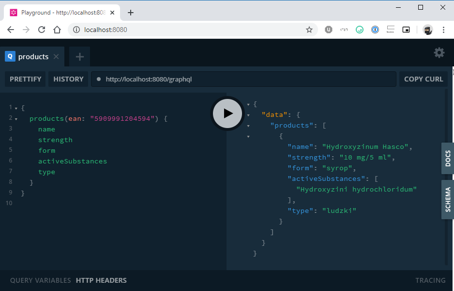 GraphQL Playground screenshot