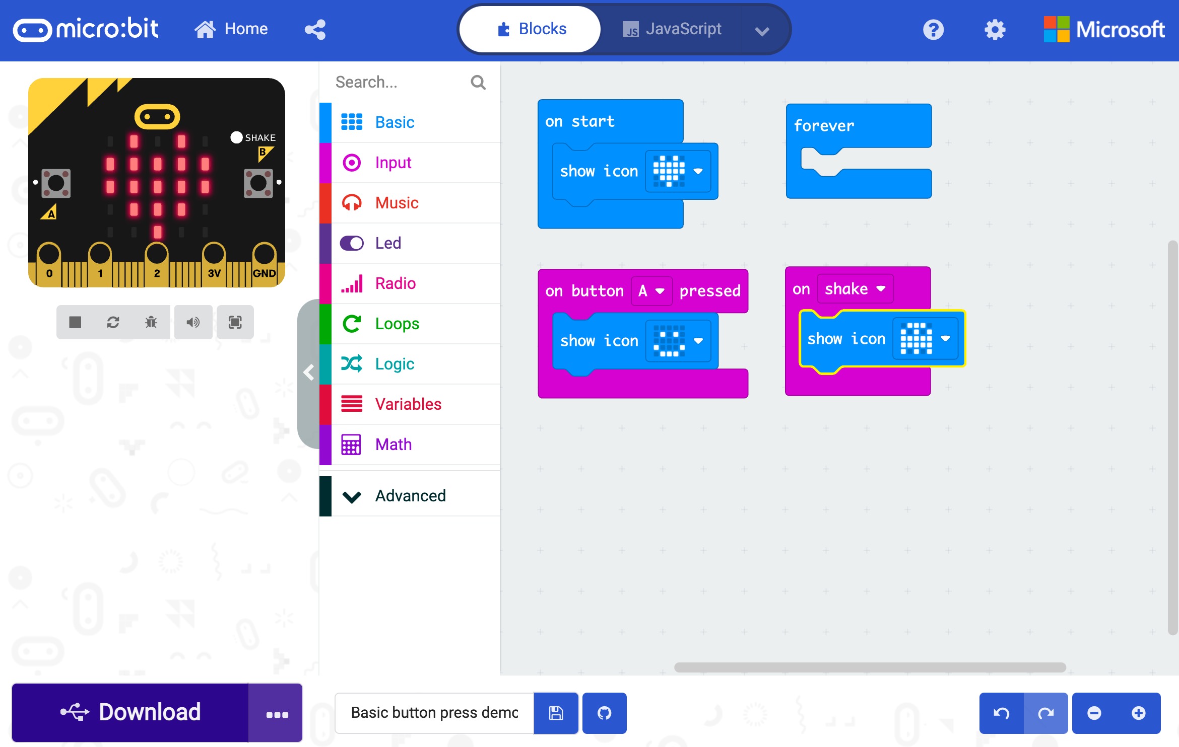 basic MakeCode Example