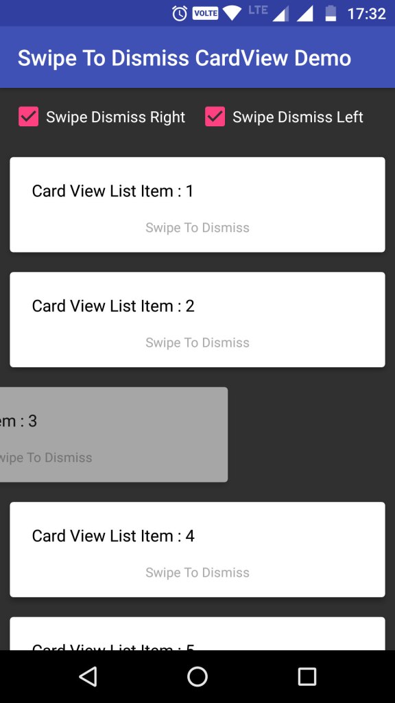 Swipe Left to Dismiss CardView