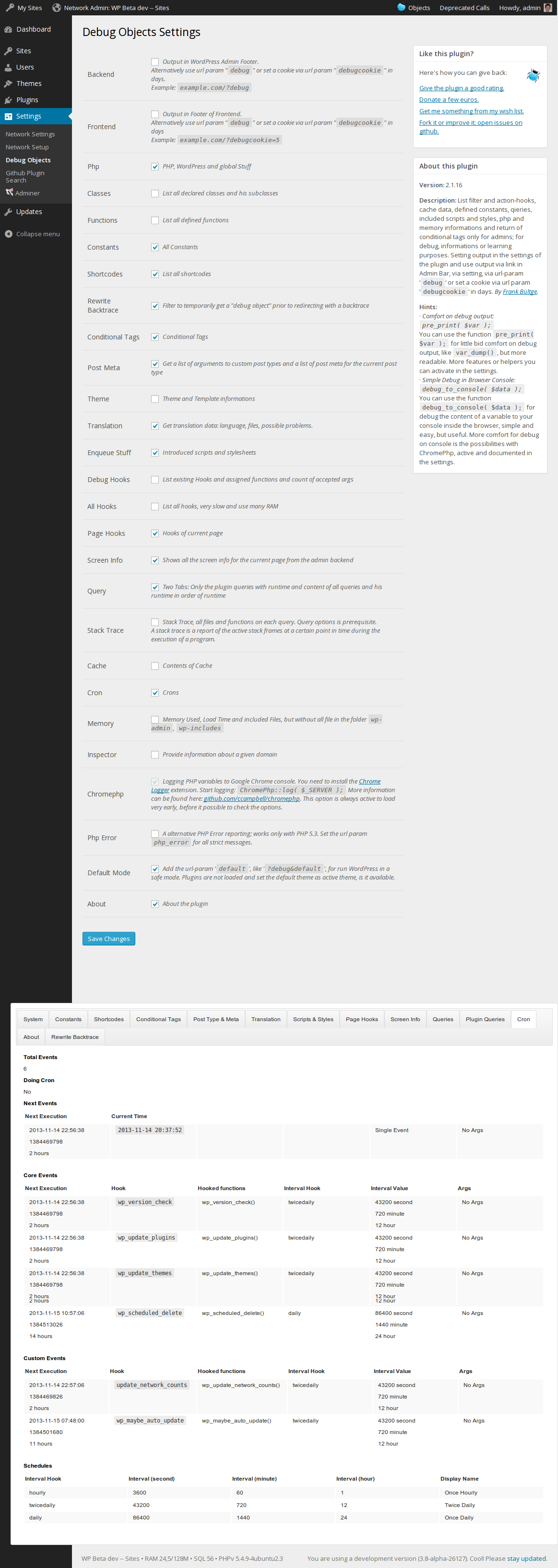 Settings Screenshot in WordPress 3.6 alpha