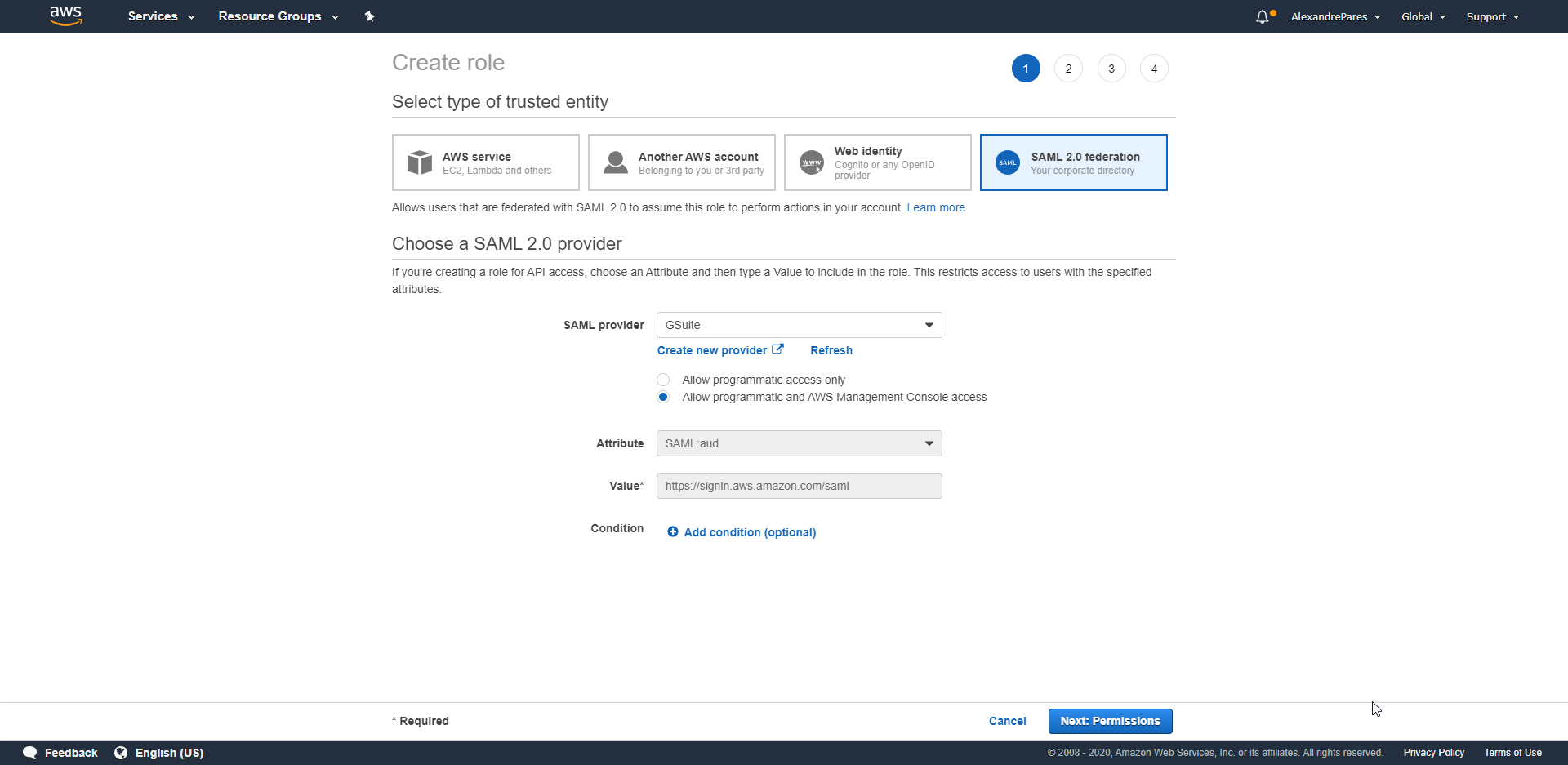 Create SAML Role