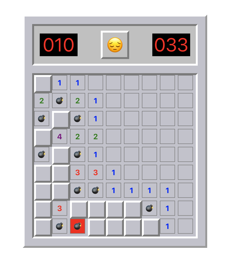 Minesweeper board