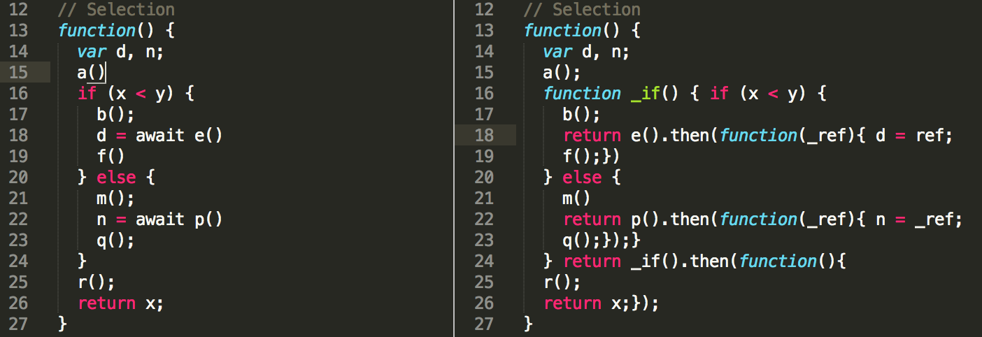 Selection line-to-line comparison