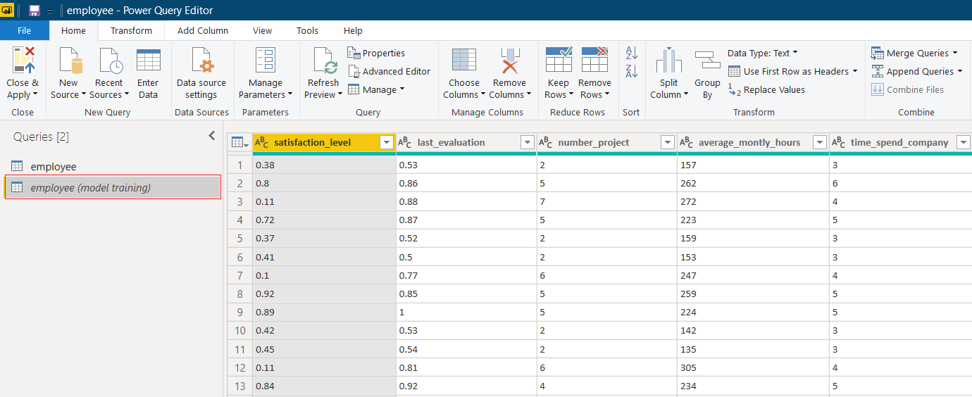 Power Query Editor → Right Click ‘employee’ → Duplicate