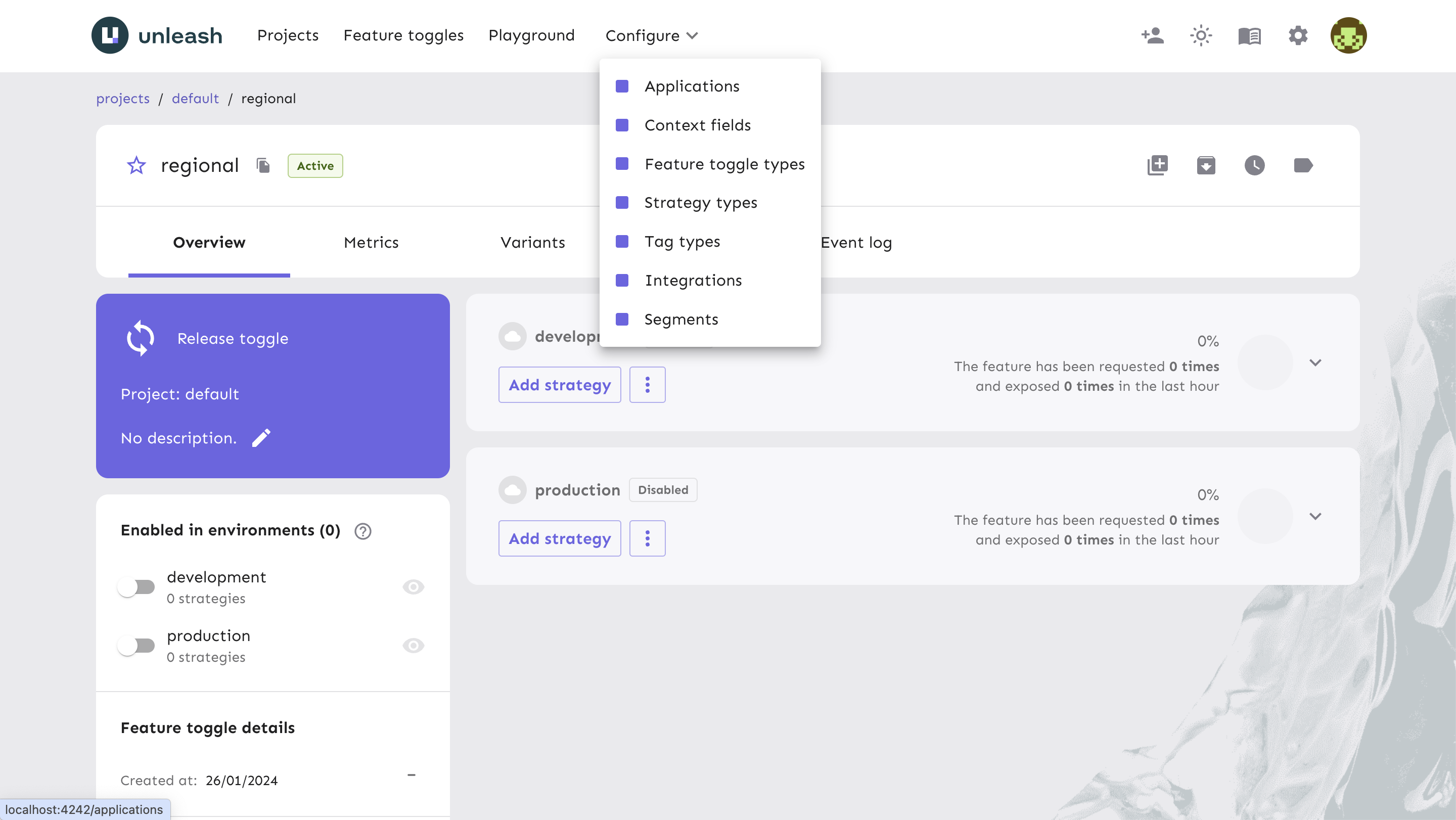 Configure in Navigation