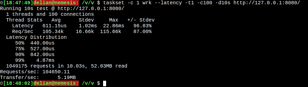 using taskset while benchmarking