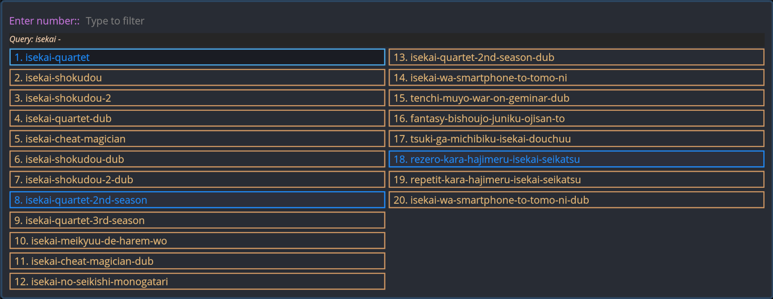 selection with dash