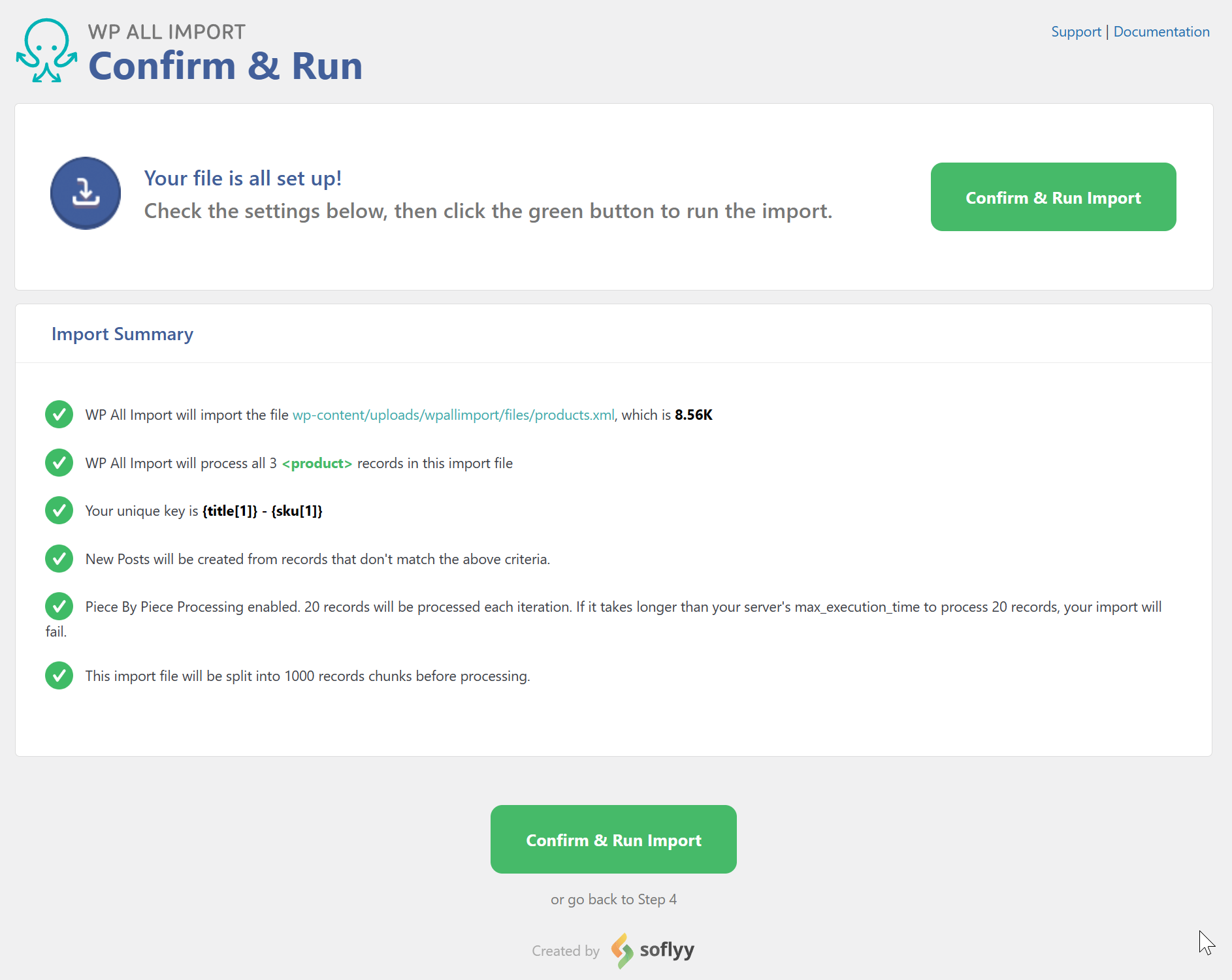 Confirm & Run