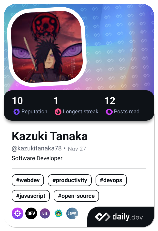 Kazuki Tanaka's Dev Card