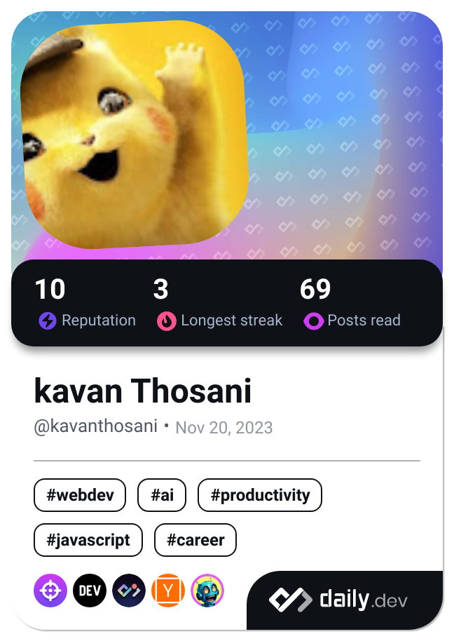 kavan Thosani's Dev Card