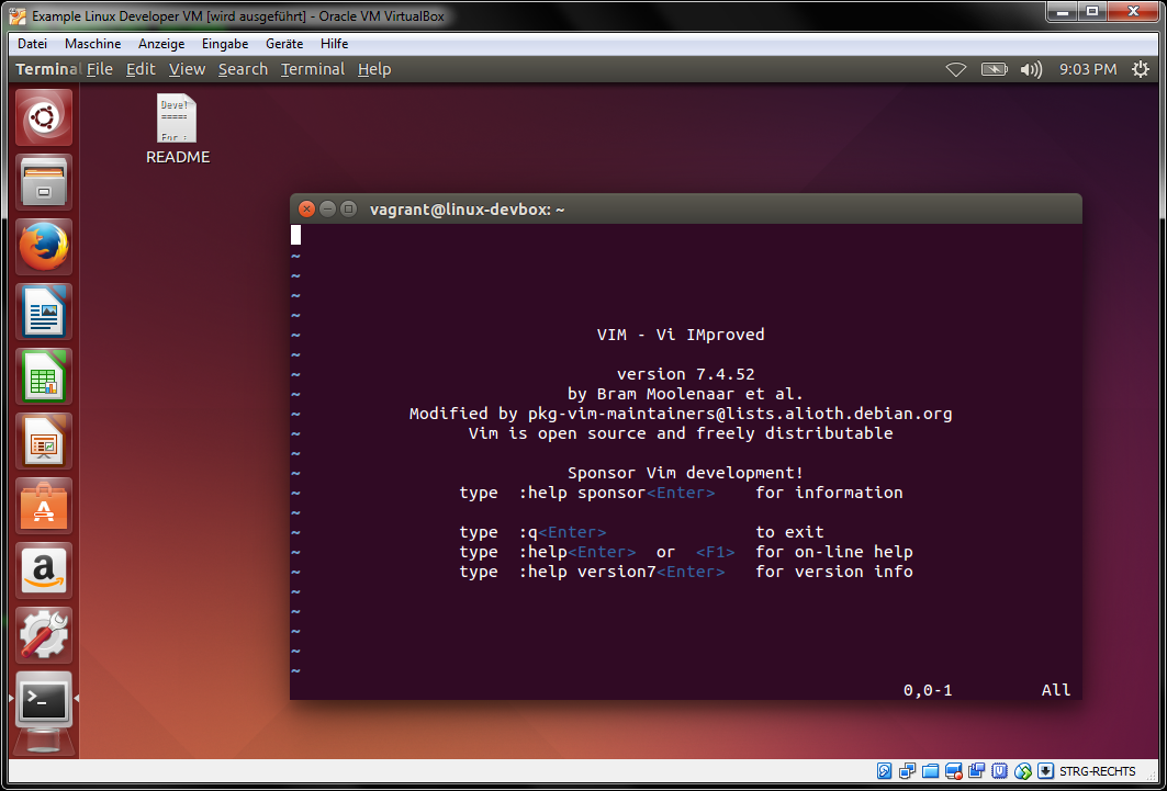 Linux Developer VM Screenshot