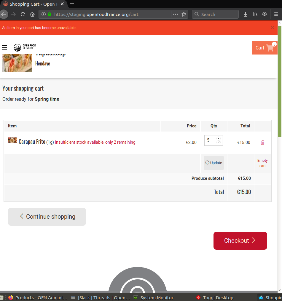 Stuck on cart, if item becomes out of stock during shopping journey · Issue  #5239 · openfoodfoundation/openfoodnetwork · GitHub