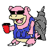 Assault vest Slowbro with a beer and sunglasses