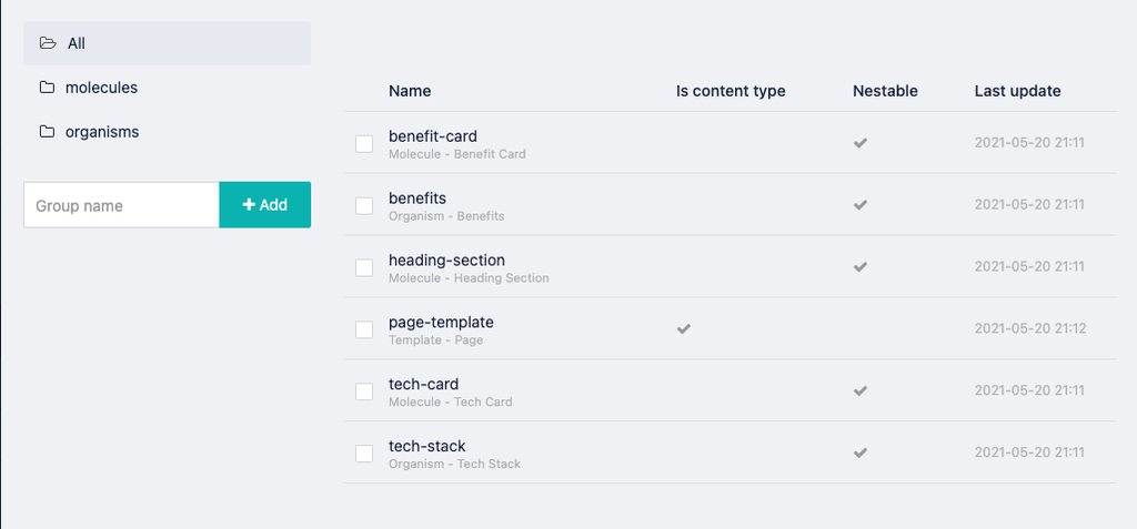 Components and templates at Storyblok Full Static site