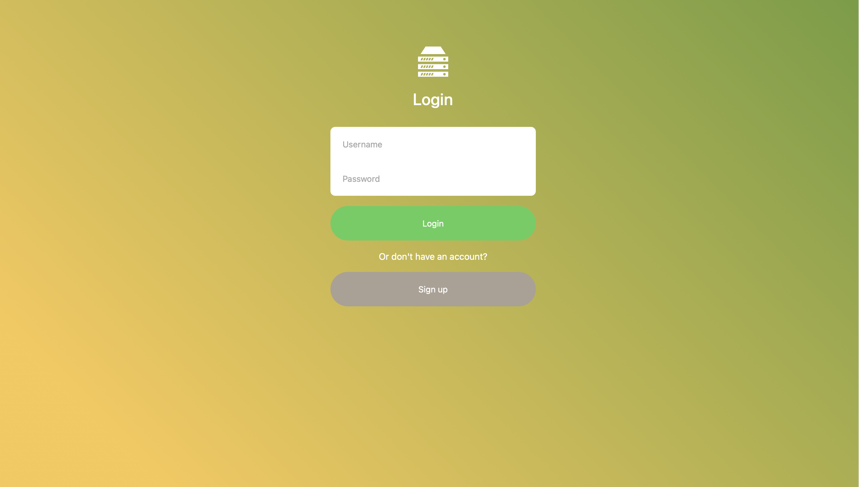 Login page