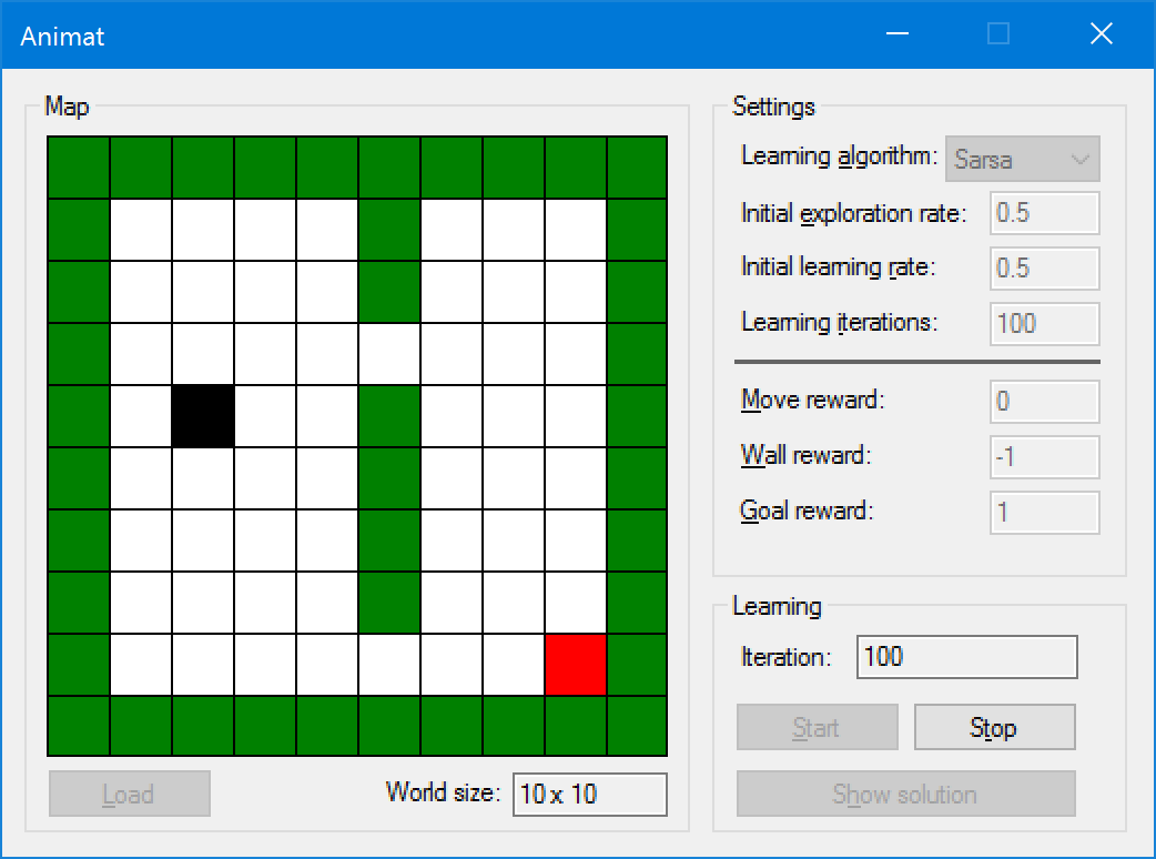 Animat example for QLearning and Sarsa