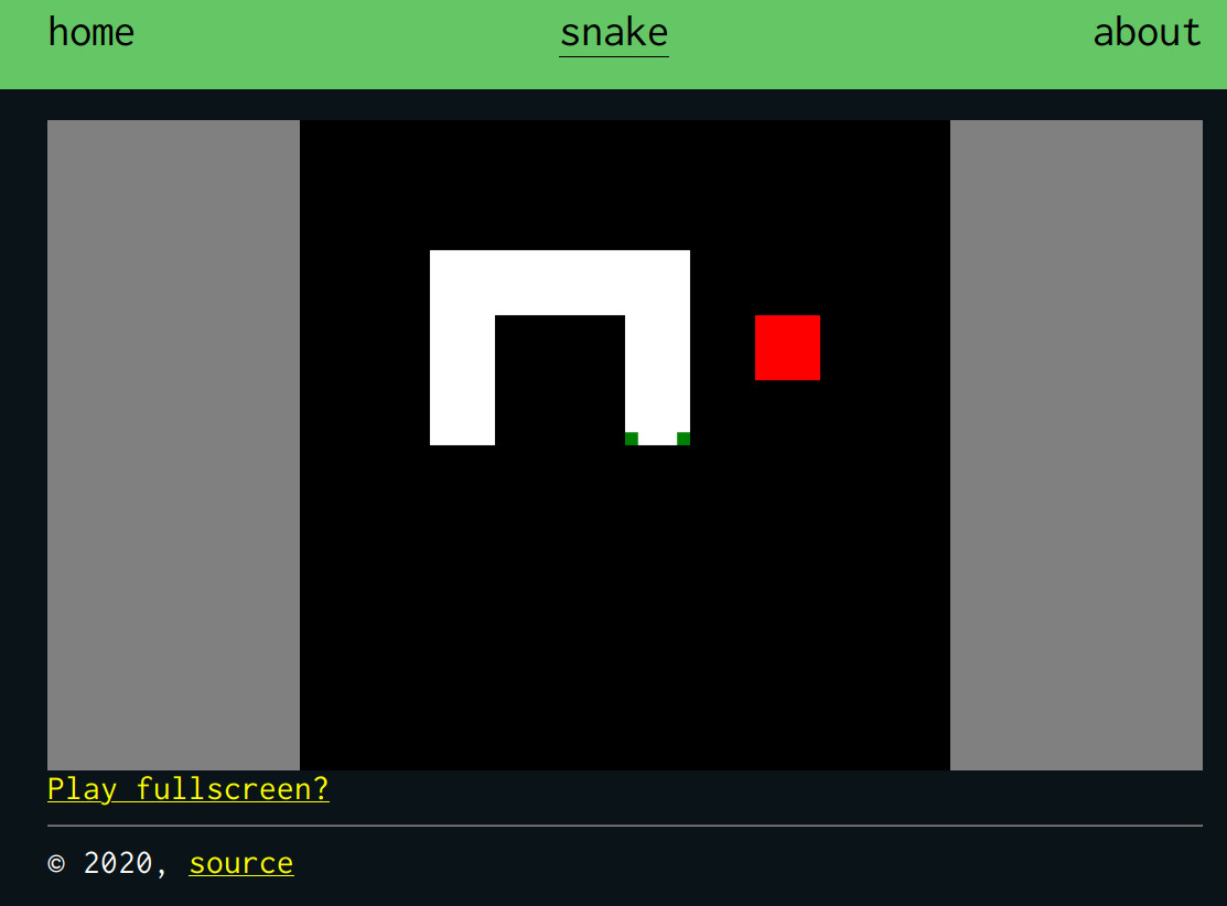 game of snake in progress