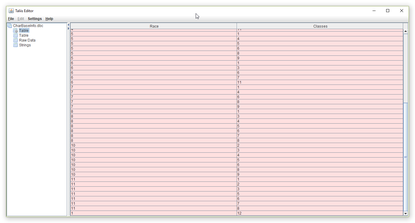 CharBaseInfo.dbc modified with Tallis