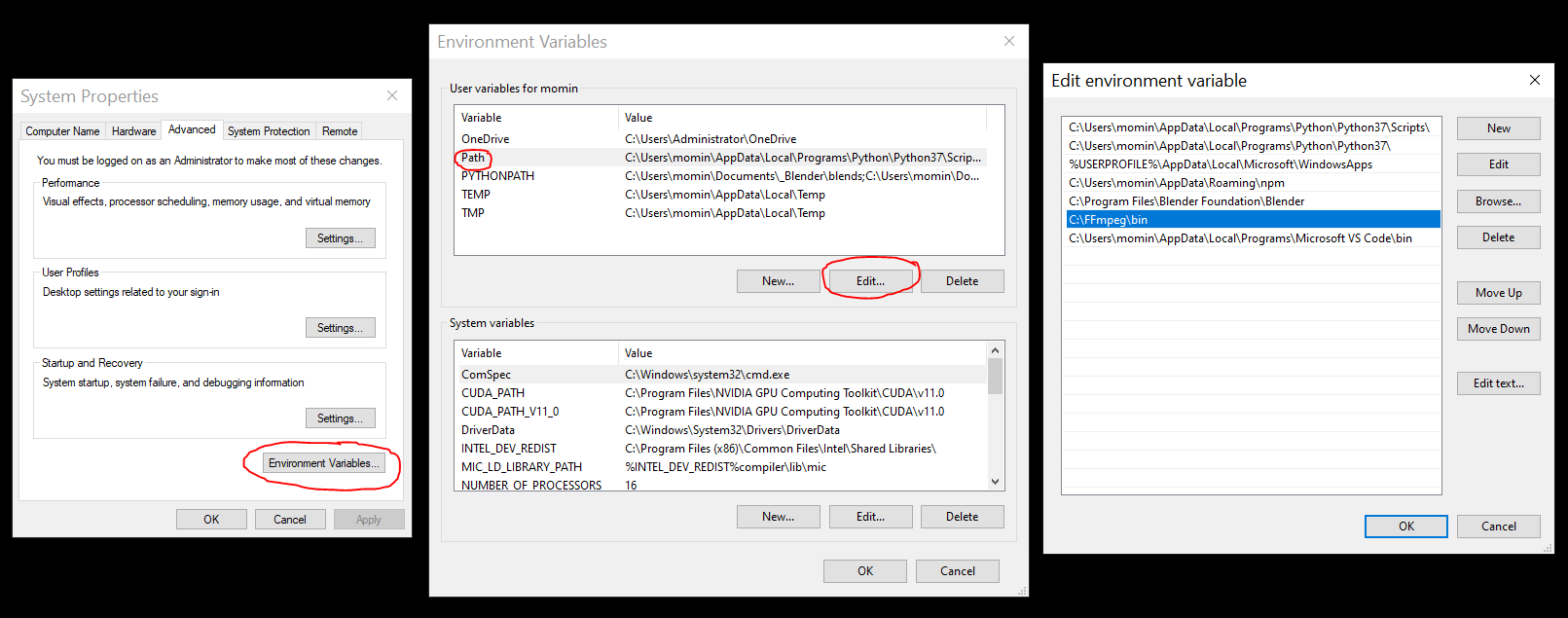 FFmpeg in environment variables