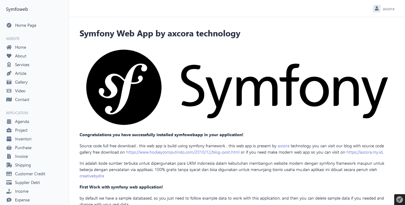 free download source code symfony web app All in one cms website + Inventori Invoice Accounting Application