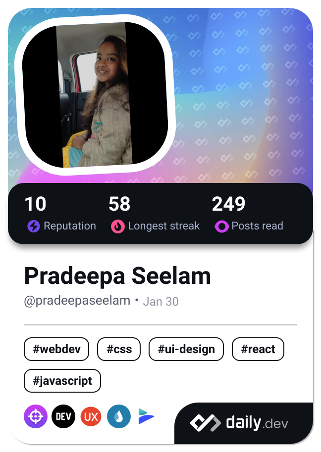 Pradeepa Seelam's Dev Card