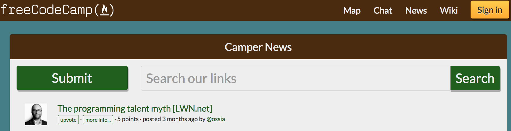 Screenshot of Camper News