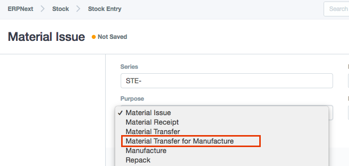 Stock Entry Purpose