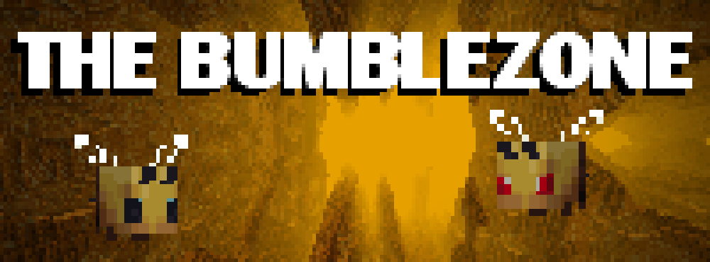 The banner logo for The Bumblezone with a friendly and hostile bee shown below the mod name.