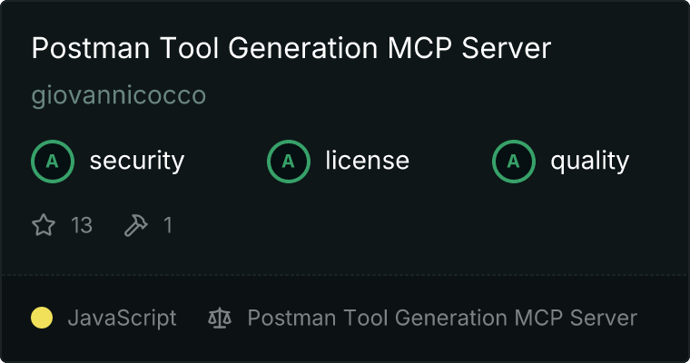 Postman Tool Generation Server MCP server